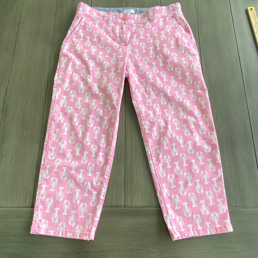 Crown & Ivy Pink Chino Pants • Lobster Print • Cropped • Women’s Size